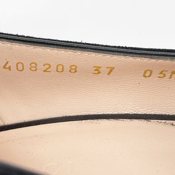 Gucci Marmont Black Suede GG Logo Kiltie Fringe Block Heel Loafer Pumps EU 37 - Picture 14 of 14